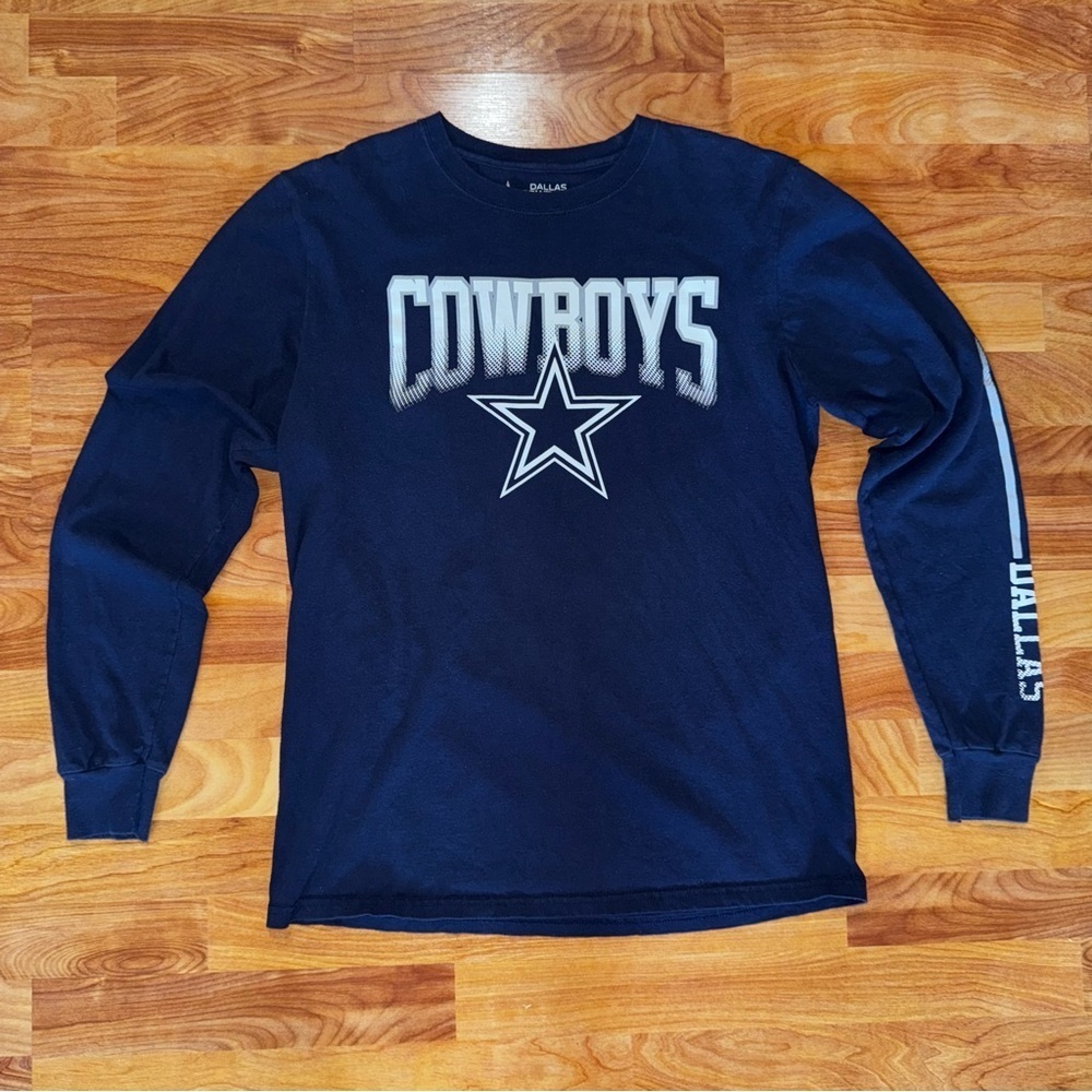 Dallas Cowboys Authentic Long Sleeve T Shirt Navy Blue Men’s Size M 100% Cotton